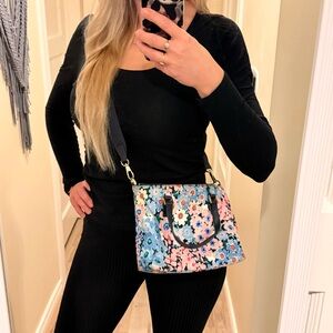 Kate Spade Floral Crossbody Small Satchel Crossbody Bag - Pink Blue Multi